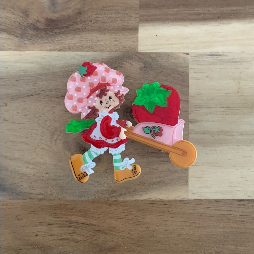 Erstwilder Strawberry Wheelbarrow Shortcake Brooch Pin NWOT